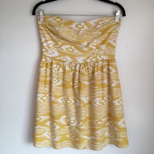 Forever 21 Yellow Tribal Strapless Mini Dress